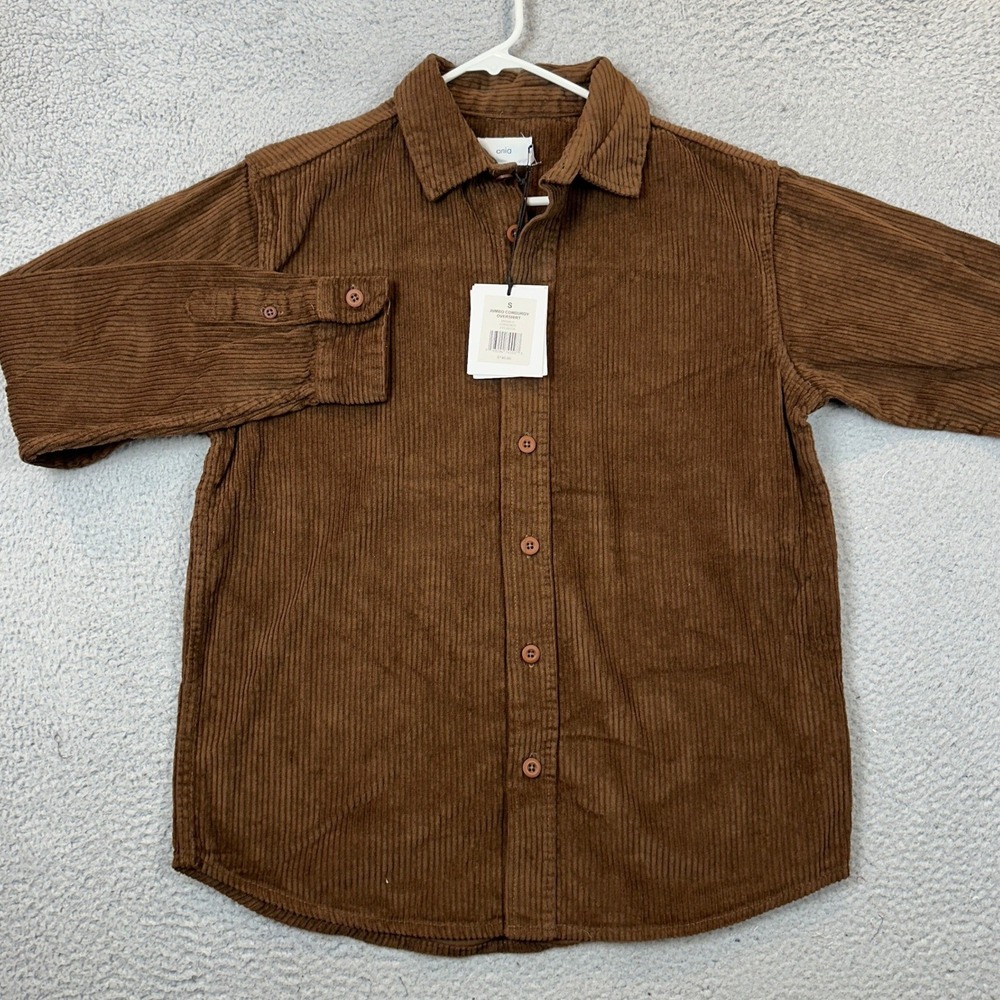 NEW Onia Jumbo Corduroy Overshirt Mens Small Bison Brown Button-Down Long Sleeve